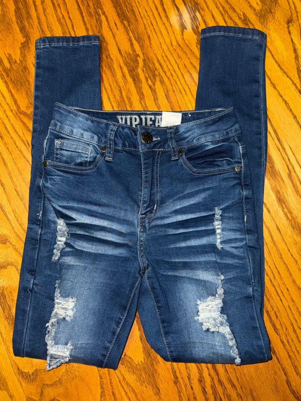 VIP Jeans Distressed Dark Blue Skinny Jeans